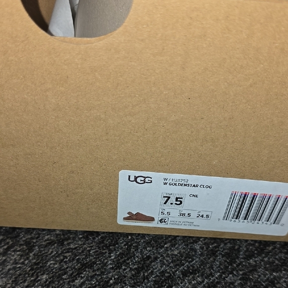 UGG Tan Suede Slip-Ons with Gold Strap - Picture 3 of 3